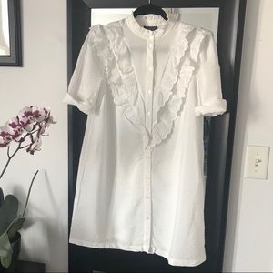 NWOT Topshop Poplin Ruffle Shirt Dress
